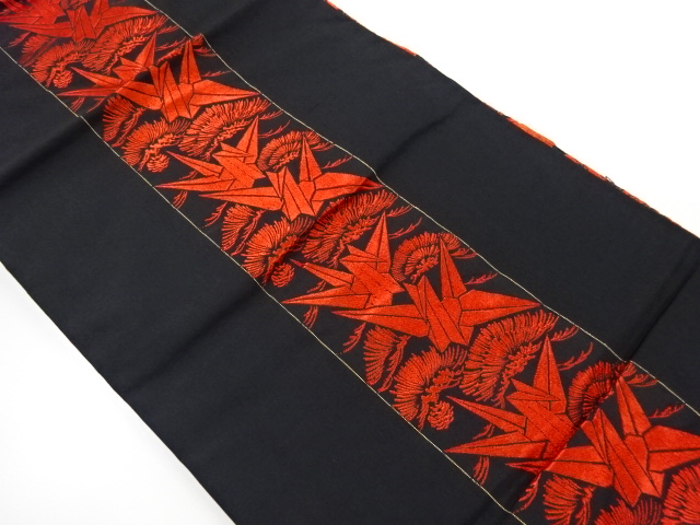 アンティーク　折鶴に松模様織り出し名古屋帯（着用可）